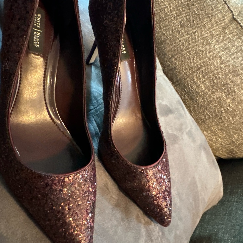 White House black market glitter high heels shoes sz 7.5 - Picture 2 of 8